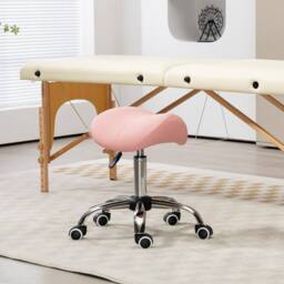 Kelvenix PU Leather Saddle Stool w/ Moulded Padded Seat Adjustable Height Pink - Size: 600mm - thumbnail 4