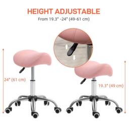 Kelvenix PU Leather Saddle Stool w/ Moulded Padded Seat Adjustable Height Pink - Size: 600mm - thumbnail 2