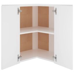 Berkfield Home Hanging Corner Cabinet White 57x57x60 cm Engineered Wood - Size: 57 x 57 x 60 cm - thumbnail 5