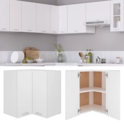 Berkfield Home Hanging Corner Cabinet White 57x57x60 cm Engineered Wood - Size: 57 x 57 x 60 cm - thumbnail 2