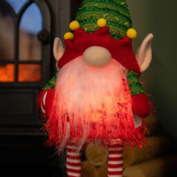 Samuel Alexander 46cm Battery Operated Light up Standing Christmas Elf Gonk with Warm White LEDs - thumbnail 5