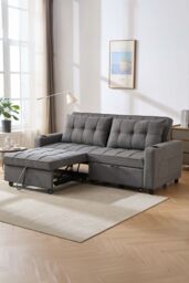 More4Homes Hudson 3-Seater Sofa Bed Linen Fabric with Cup Holders in Dark Grey - thumbnail 6