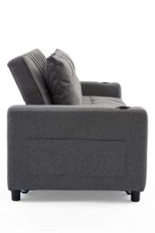 More4Homes Hudson 3-Seater Sofa Bed Linen Fabric with Cup Holders in Dark Grey - thumbnail 4