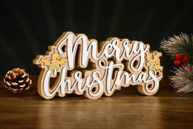 Marco Paul Merry Christmas Sign Decoration in Brown - image 1