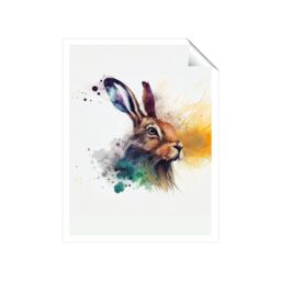 "Warren Reed - Designer Hare Close Up Splashart Unframed Art Print - Size: W20"" x H30""" - thumbnail 1