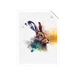 "Warren Reed - Designer Hare Close Up Splashart Unframed Art Print - Size: W20"" x H30""" - thumbnail 2