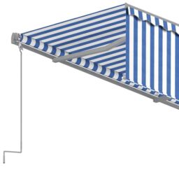 Berkfield Home Manual Retractable Awning with Blind 4x3m Blue&White in Blue - thumbnail 5
