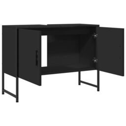 Berkfield Home Bathroom Sink Cabinet Black 80x33x60 cm Engineered Wood - Size: 80 x 33 x 60 cm - thumbnail 6