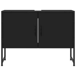 Berkfield Home Bathroom Sink Cabinet Black 80x33x60 cm Engineered Wood - Size: 80 x 33 x 60 cm - thumbnail 5