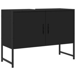 Berkfield Home Bathroom Sink Cabinet Black 80x33x60 cm Engineered Wood - Size: 80 x 33 x 60 cm - thumbnail 2