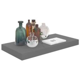 Berkfield Home Durable Floating Wall Shelf High Gloss Grey 50x23x3.8 cm MDF - thumbnail 1