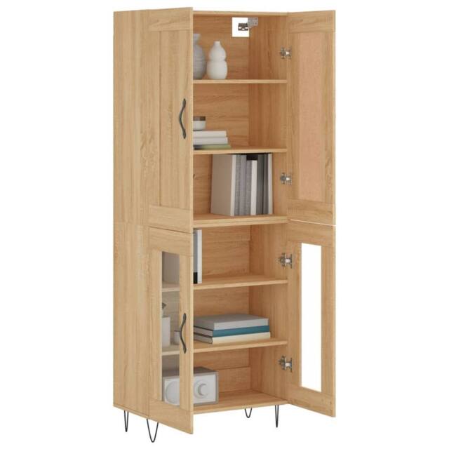 Berkfield Home Highboard Sonoma Oak 69.5x34x180 cm Engineered Wood in Light Brown - image 1
