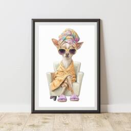 60 SECOND MAKEOVER Water Colour Chihuahua Pamper Print Wall Art Poster - Size: A3 - thumbnail 1