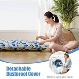 Costway Japanese Floor Mattress Roll up Futon Tatami Mat W/ Washable Cover in Blue - thumbnail 9