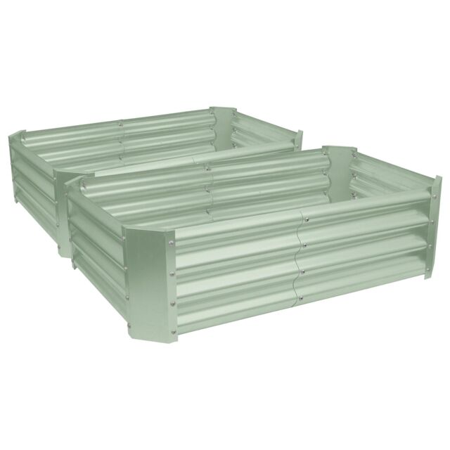 Harbour Housewares Raised Garden Beds - 2x Rectangular Bottomless Galvanised Steel Planter 120 x 60cm in Green - Size: 120 x 60 cm - image 1
