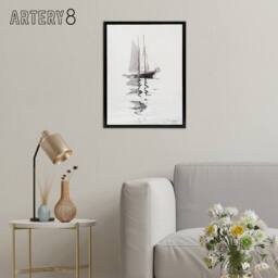 "Artery8 Two Masted Schooner with Dory Winslow Homer Framed Canvas Wall Art in White - Size: W18"" x H24""" - thumbnail 3