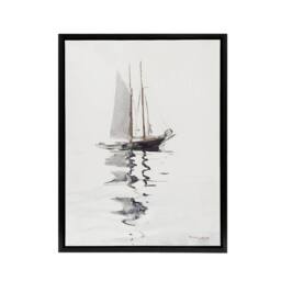 "Artery8 Two Masted Schooner with Dory Winslow Homer Framed Canvas Wall Art in White - Size: W18"" x H24""" - thumbnail 1