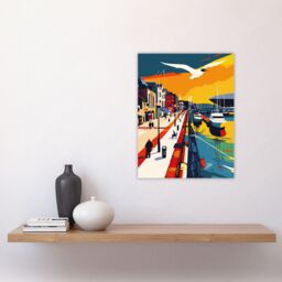 "Artery8 Bright Colourful Cardiff Bay Artwork Bold Sunset Wall Art Print - Size: W24"" x H32""" - thumbnail 4
