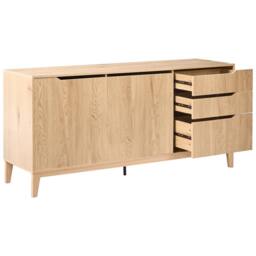 Wyld and Coco Nordic Sideboard Light Brown - 2 Doors 3 Drawers - thumbnail 4