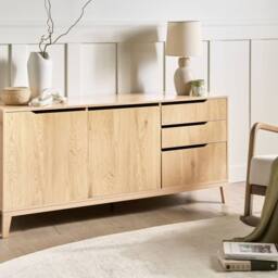Wyld and Coco Nordic Sideboard Light Brown - 2 Doors 3 Drawers