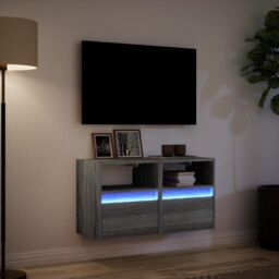 Berkfield Home TV Wall Cabinets with LED Lights 2 pcs Grey Sonoma 41x31x45 cm - Size: 41 x 31 x 45 cm - thumbnail 5