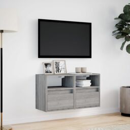 Berkfield Home TV Wall Cabinets with LED Lights 2 pcs Grey Sonoma 41x31x45 cm - Size: 41 x 31 x 45 cm - thumbnail 4