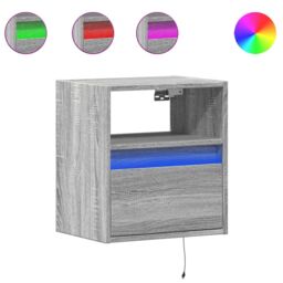 Berkfield Home TV Wall Cabinets with LED Lights 2 pcs Grey Sonoma 41x31x45 cm - Size: 41 x 31 x 45 cm - thumbnail 2