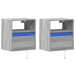 Berkfield Home TV Wall Cabinets with LED Lights 2 pcs Grey Sonoma 41x31x45 cm - Size: 41 x 31 x 45 cm - thumbnail 3