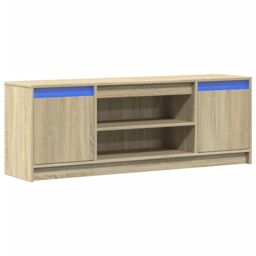 Berkfield Home TV Cabinet with LED Sonoma Oak 139.5x34x50 cm Engineered Wood in Brown - thumbnail 3