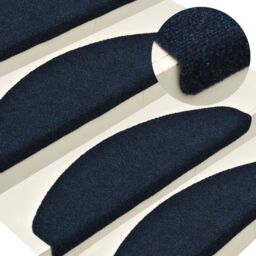 Berkfield Home Self-adhesive Stair Mats 15 pcs Navy 65x21x4 cm Needle Punch in Blue - Size: Medium - thumbnail 1