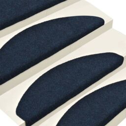 Berkfield Home Self-adhesive Stair Mats 15 pcs Navy 65x21x4 cm Needle Punch in Blue - Size: Medium - thumbnail 4