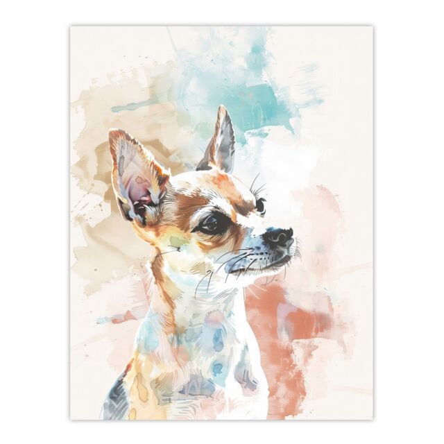 "Artery8 Chihuahua Dog Lover Light Watercolour Portrait Wall Art Print - Size: W24"" x H32""" - image 1
