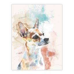 "Artery8 Chihuahua Dog Lover Light Watercolour Portrait Wall Art Print - Size: W24"" x H32""" - thumbnail 1