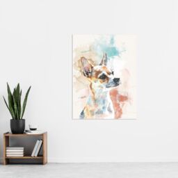 "Artery8 Chihuahua Dog Lover Light Watercolour Portrait Wall Art Print - Size: W24"" x H32""" - thumbnail 4