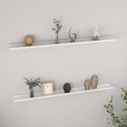 Berkfield Home Wall Shelves 2 pcs High Gloss White 115x9x3 cm - Size: 115 x 9 x 3 cm