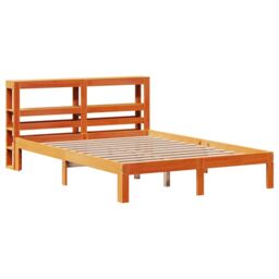 Berkfield Home Bed Frame without Mattress Wax Brown 135x190 cm Double Solid Wood Pine - thumbnail 3