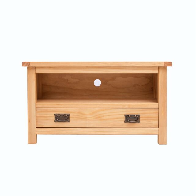 Cabinet Bits Lugo Waxed 1 Drawer TV Cabinet Brass Drop Handle in Light Brown - image 1