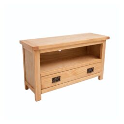 Cabinet Bits Lugo Waxed 1 Drawer TV Cabinet Brass Drop Handle in Light Brown - thumbnail 3