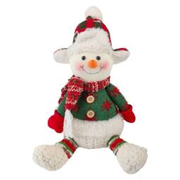 VFM e-Store Christmas Sitting Snowman Decoration Plush 19cm x 22.5cm White X 1 - Size: 19 cm x 22.5 cm - thumbnail 1