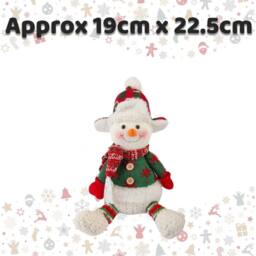 VFM e-Store Christmas Sitting Snowman Decoration Plush 19cm x 22.5cm White X 1 - Size: 19 cm x 22.5 cm - thumbnail 2