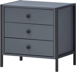 Timber Art Design Zahra Bedside Table Cabinet Bedroom Furniture Nightstand 3 Drawer in Dark Grey - thumbnail 3