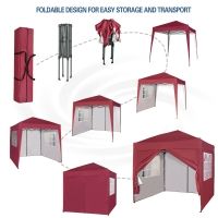 MCC Direct 2X2m Pop up Gazebo with Removable Sides & Storage Bag in Red - thumbnail 4