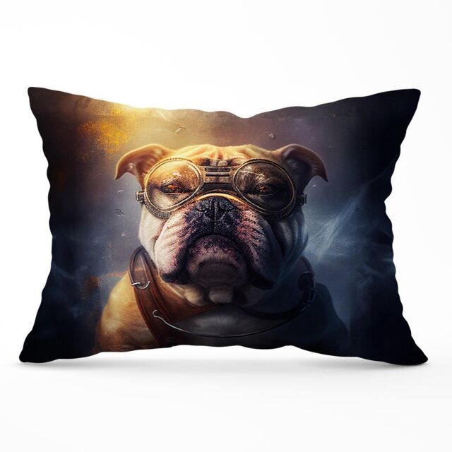 Warren Reed - Designer Bulldog Splashart Golden Cushions in Brown - Size: 45 cm x 45 cm - image 1