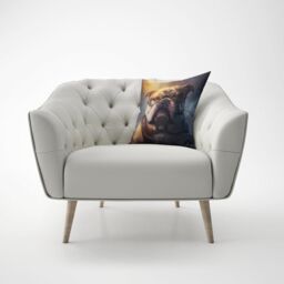 Warren Reed - Designer Bulldog Splashart Golden Cushions in Brown - Size: 45 cm x 45 cm - thumbnail 4