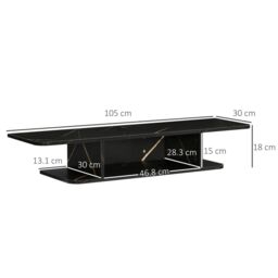 HOMCOM TV Unit Stand Wall Mount Media Console with Storage Shelf in Black - thumbnail 3