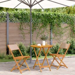 Berkfield Home 3 Piece Bistro Set Taupe Fabric & Solid Wood