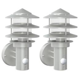 Berkfield Home Outdoor Wall Lights with Sensors 2pcs Silver Stainless Steel - thumbnail 3