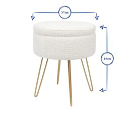 Harbour Housewares Round Boucle Storage Footstool with Hairpin Legs - H46 x D37cm - Cream - Pack of 2 in Gold - thumbnail 3
