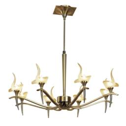 Netlighting Viena Telescopic Pendant Round 8 Light G9 Antique Brass in Bronze - thumbnail 1