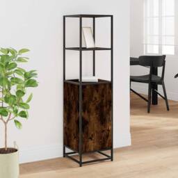 Berkfield Home Highboard Smoked Oak 35.5x35x139 cm Engineered Wood & Metal in Brown - thumbnail 3